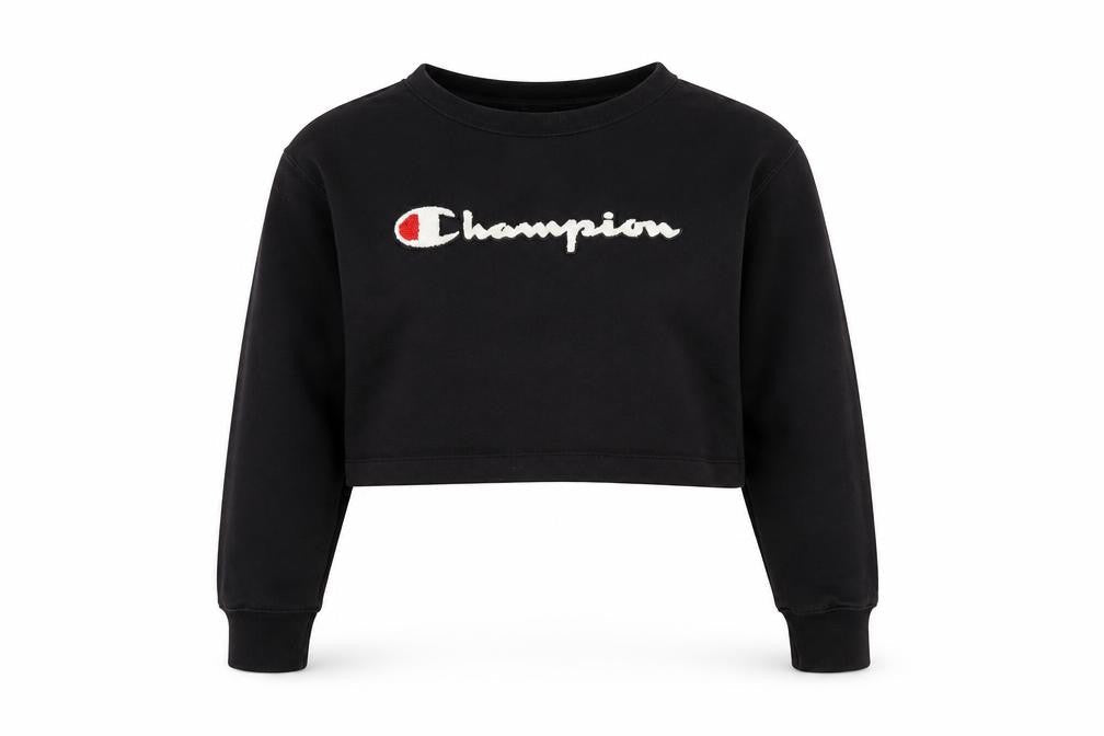 Womens UK S Regular Champion Black Pullover Sweatshirt