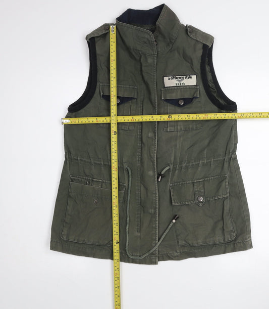 Studio Bonnie Green Military Waistcoat Men L Army Style Zip Utility Vest