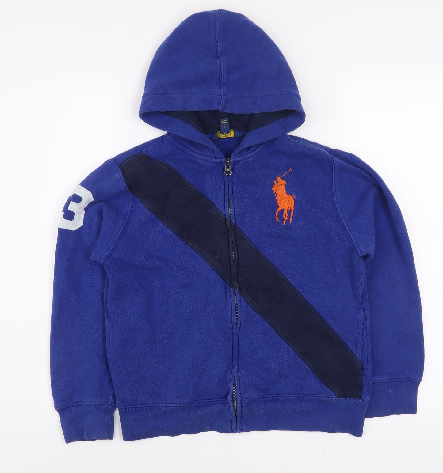 Ralph Lauren Boys Blue Full Zip Hoodie Size 10-12 Cotton Blend