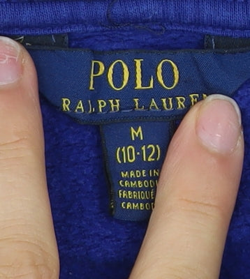 Ralph Lauren Boys Blue Full Zip Hoodie Size 10-12 Cotton Blend