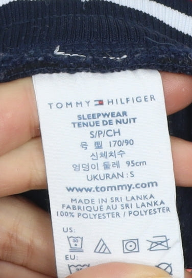 Tommy Hilfiger Men Blue S Velour Pyjama Pants Drawstring Polyester Sleepwear