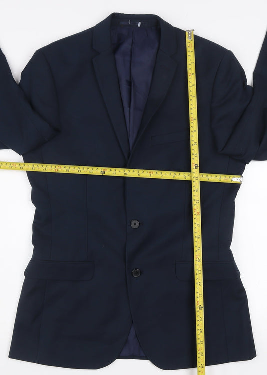 Red Herring Men's Navy Blue 38L Slim Fit Two-Button Blazer