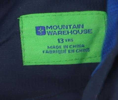 Mountain Warehouse Boys Blue Hooded Waterproof Parka Jacket 13 Years
