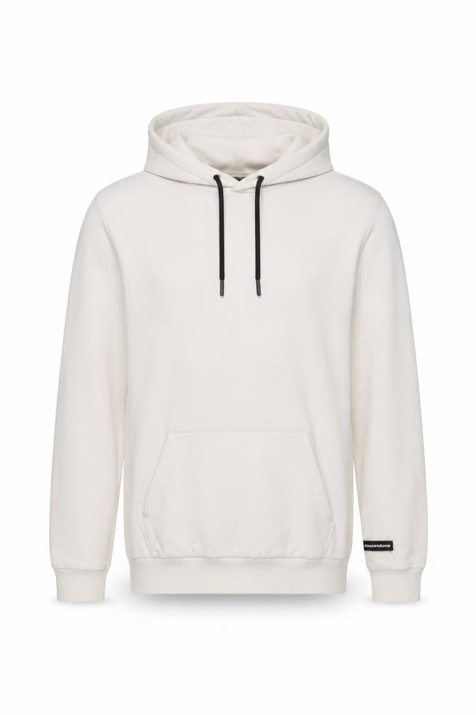 Bershka Men’s Beige Pullover Hoodie L Regular Fit Fleece Cotton Blend