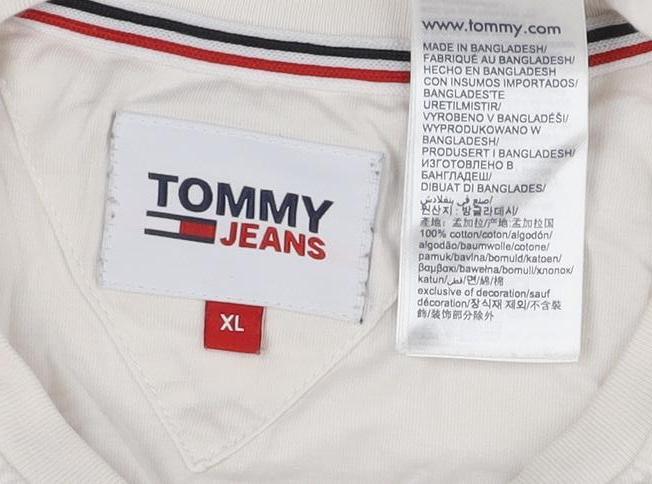 Tommy Jeans Men’s White Cotton Crew Neck Short Sleeve T-Shirt XL