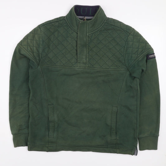 Joules Men's Green Quilted 1/4 Zip Sweatshirt Medium Classic Fit