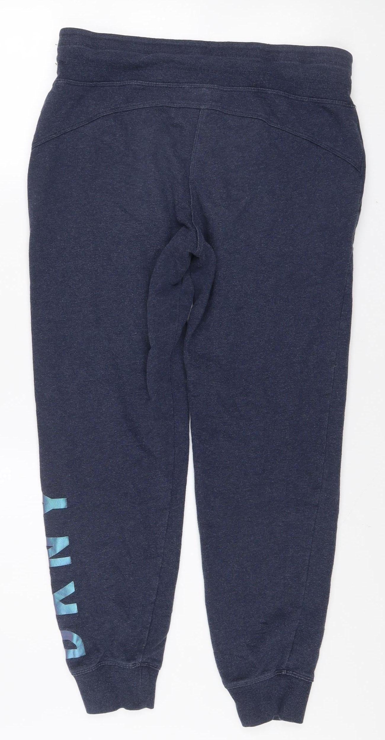 DKNY Women Blue Jogger Sweatpants M Cotton Blend Tapered Fit