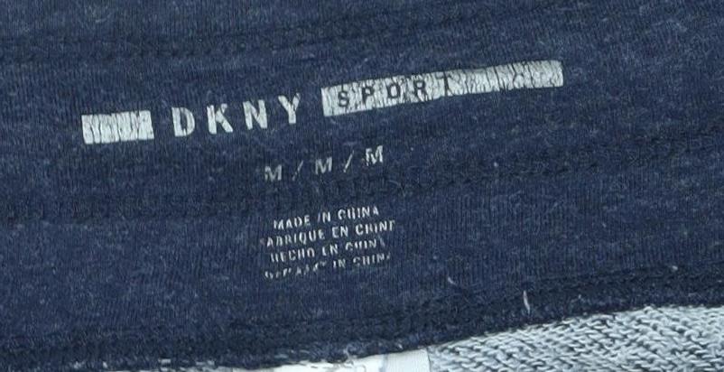DKNY Women Blue Jogger Sweatpants M Cotton Blend Tapered Fit