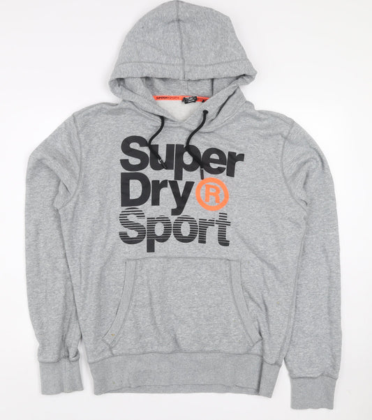 Superdry Mens Grey Sport Pullover Hoodie Size L