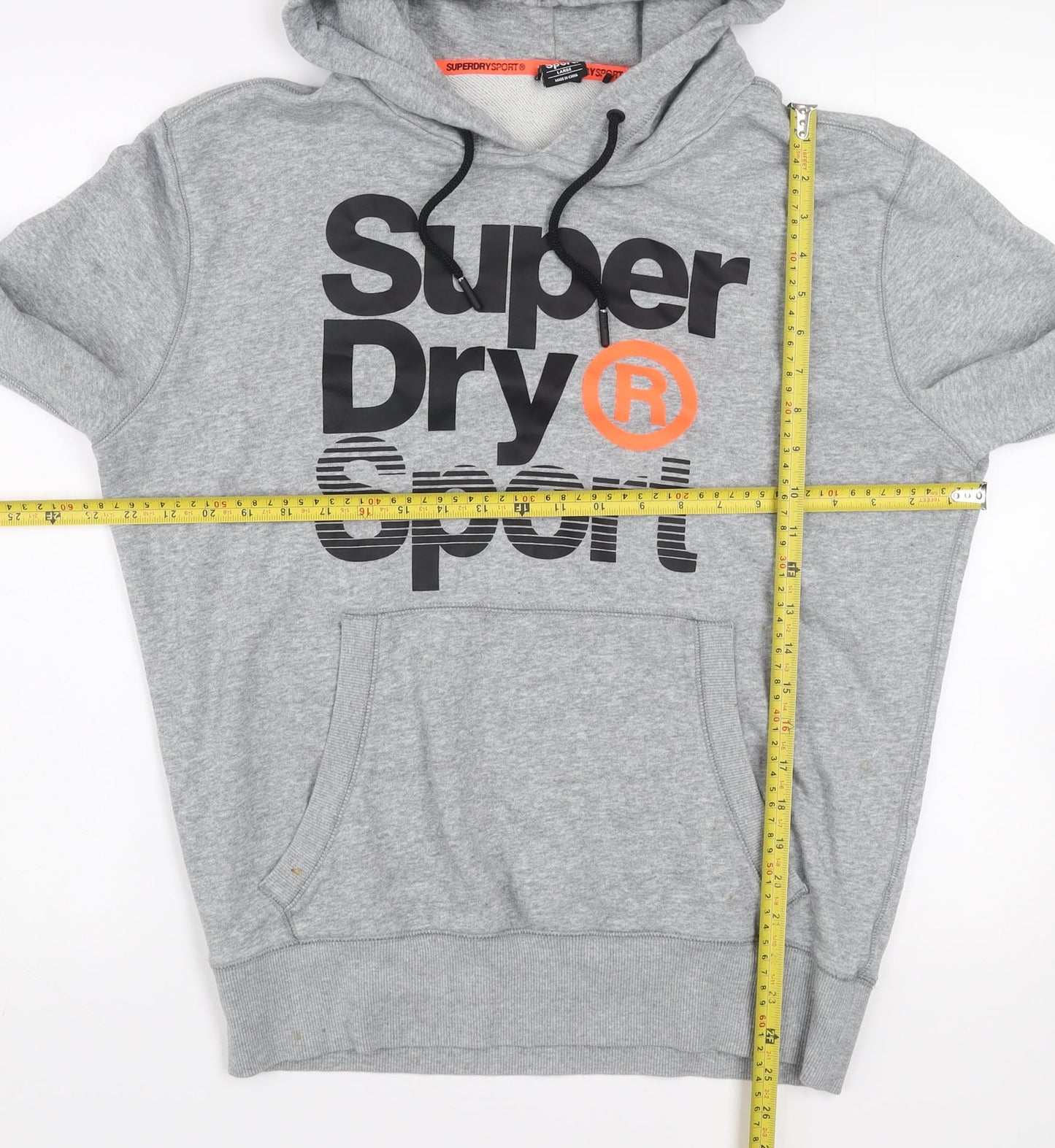 Superdry Mens Grey Sport Pullover Hoodie Size L
