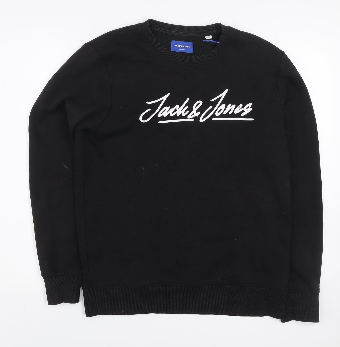 Jack & Jones Men's Black Cotton Graphic Logo Sweatshirt M
