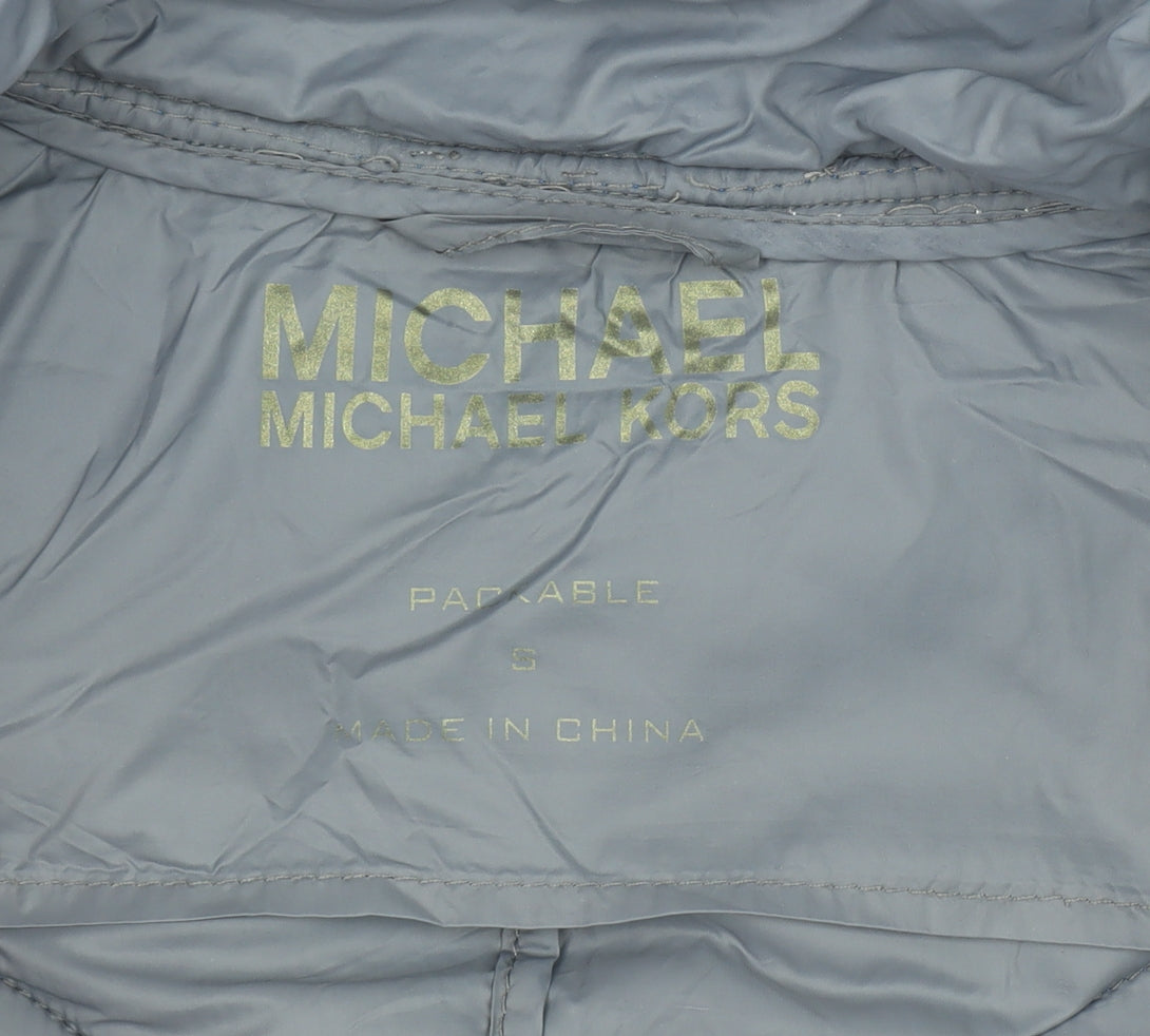 Michael Kors Womens Blue S Puffer Jacket Hooded Zip Nylon