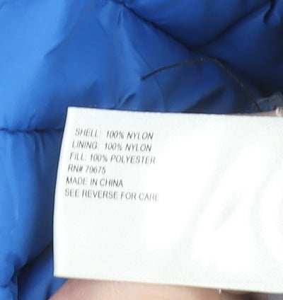 Michael Kors Womens Blue S Puffer Jacket Hooded Zip Nylon