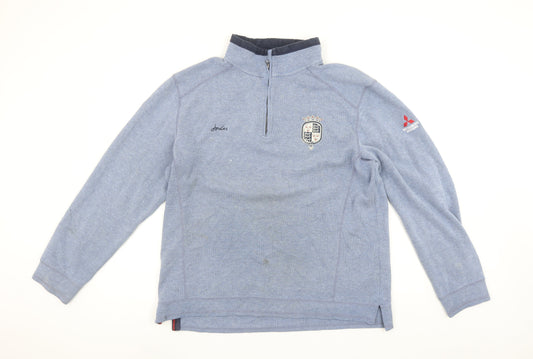 Joules Men Blue 1/2 Zip Sweatshirt L Embroidered Crest Badminton