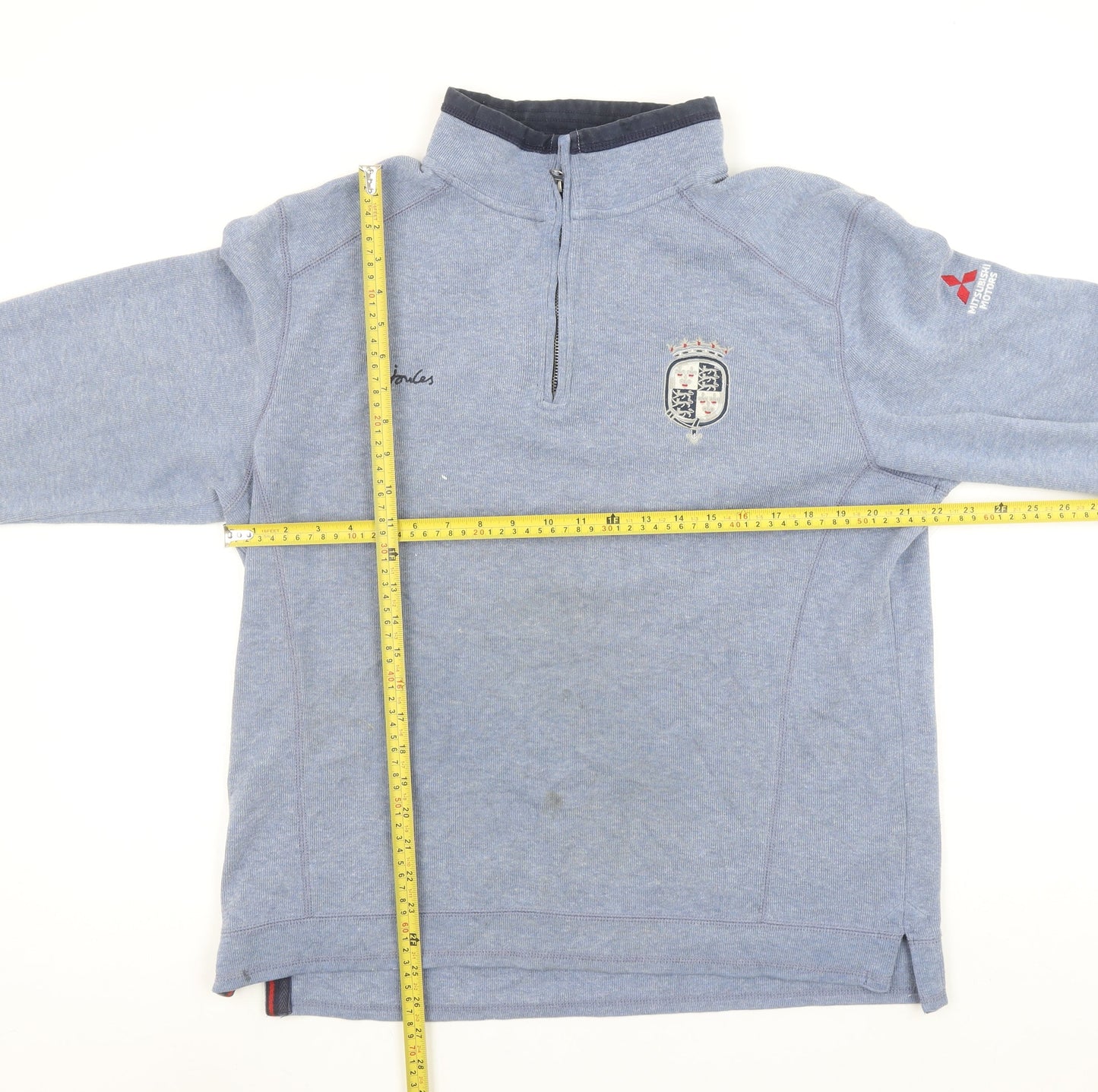 Joules Men Blue 1/2 Zip Sweatshirt L Embroidered Crest Badminton