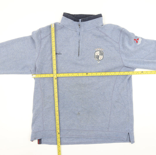 Joules Men Blue 1/2 Zip Sweatshirt L Embroidered Crest Badminton