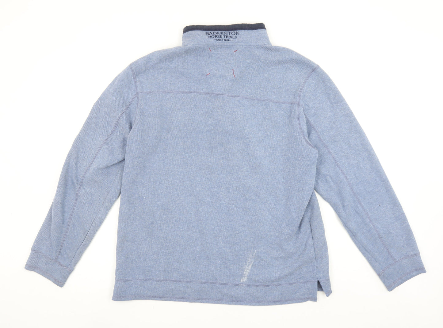 Joules Men Blue 1/2 Zip Sweatshirt L Embroidered Crest Badminton