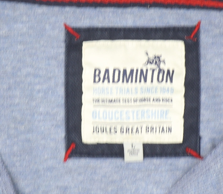 Joules Men Blue 1/2 Zip Sweatshirt L Embroidered Crest Badminton