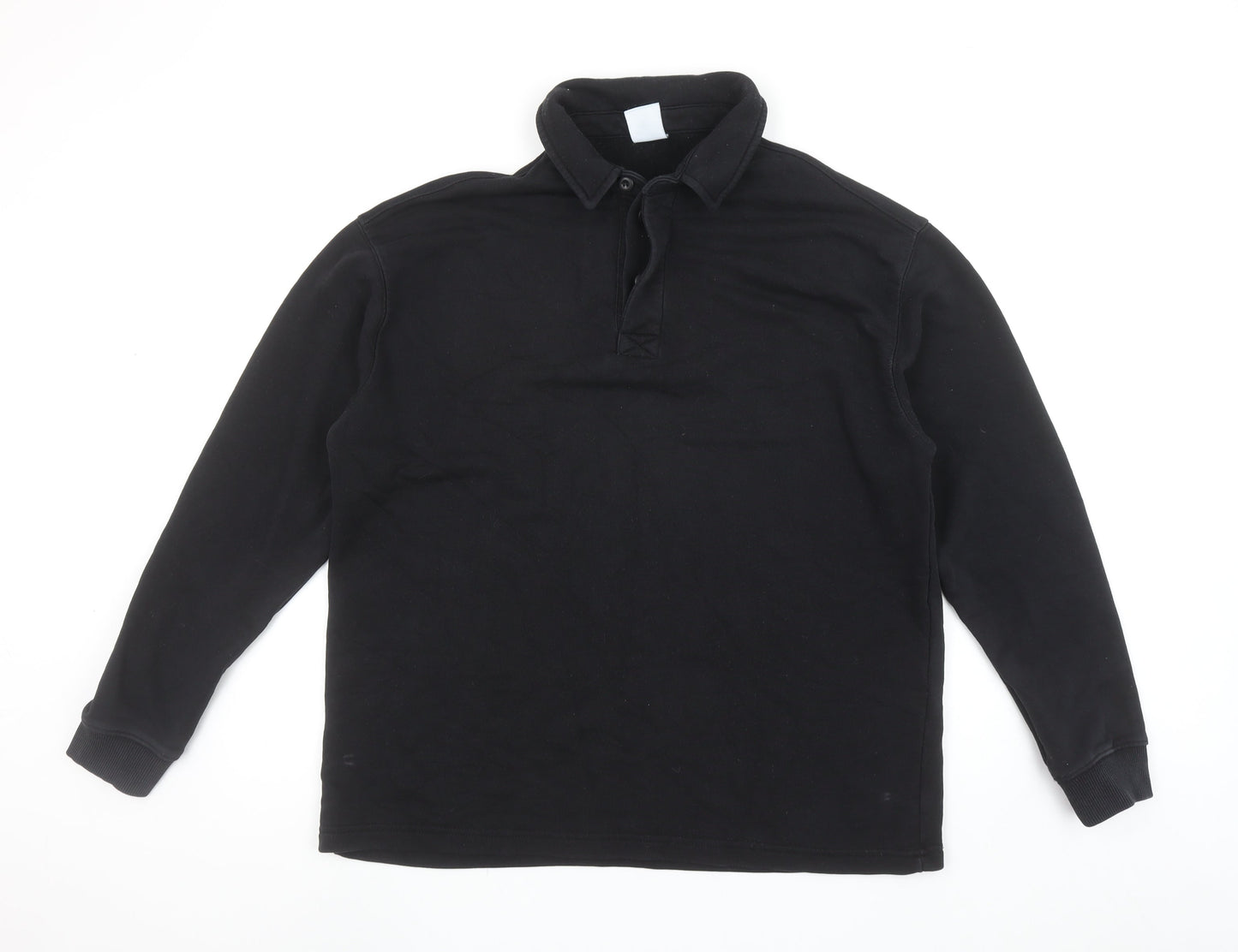 Zara Men's Black Collared Henley Sweatshirt Size M