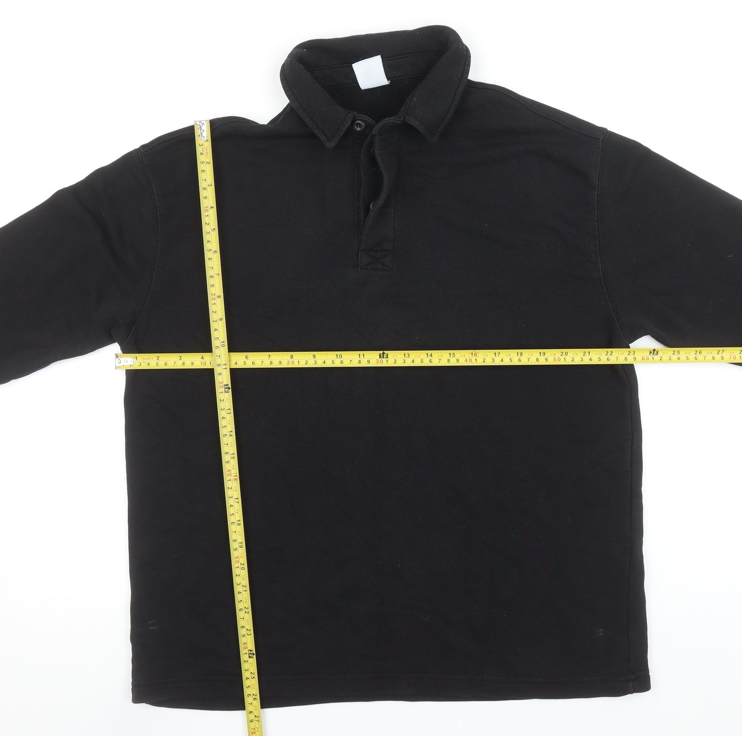 Zara Men's Black Collared Henley Sweatshirt Size M