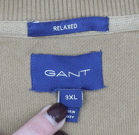 GANT Men's Beige Relaxed Fit Cotton Sweatshirt 3XL
