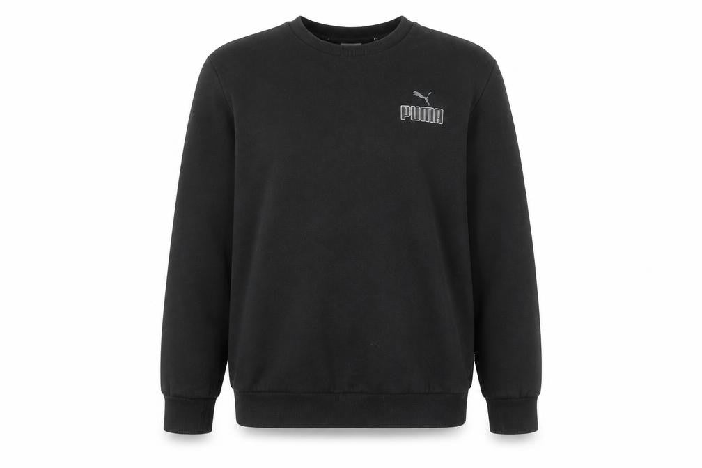 Front view of Puma women’s black large crew neck pullover sweatshirt