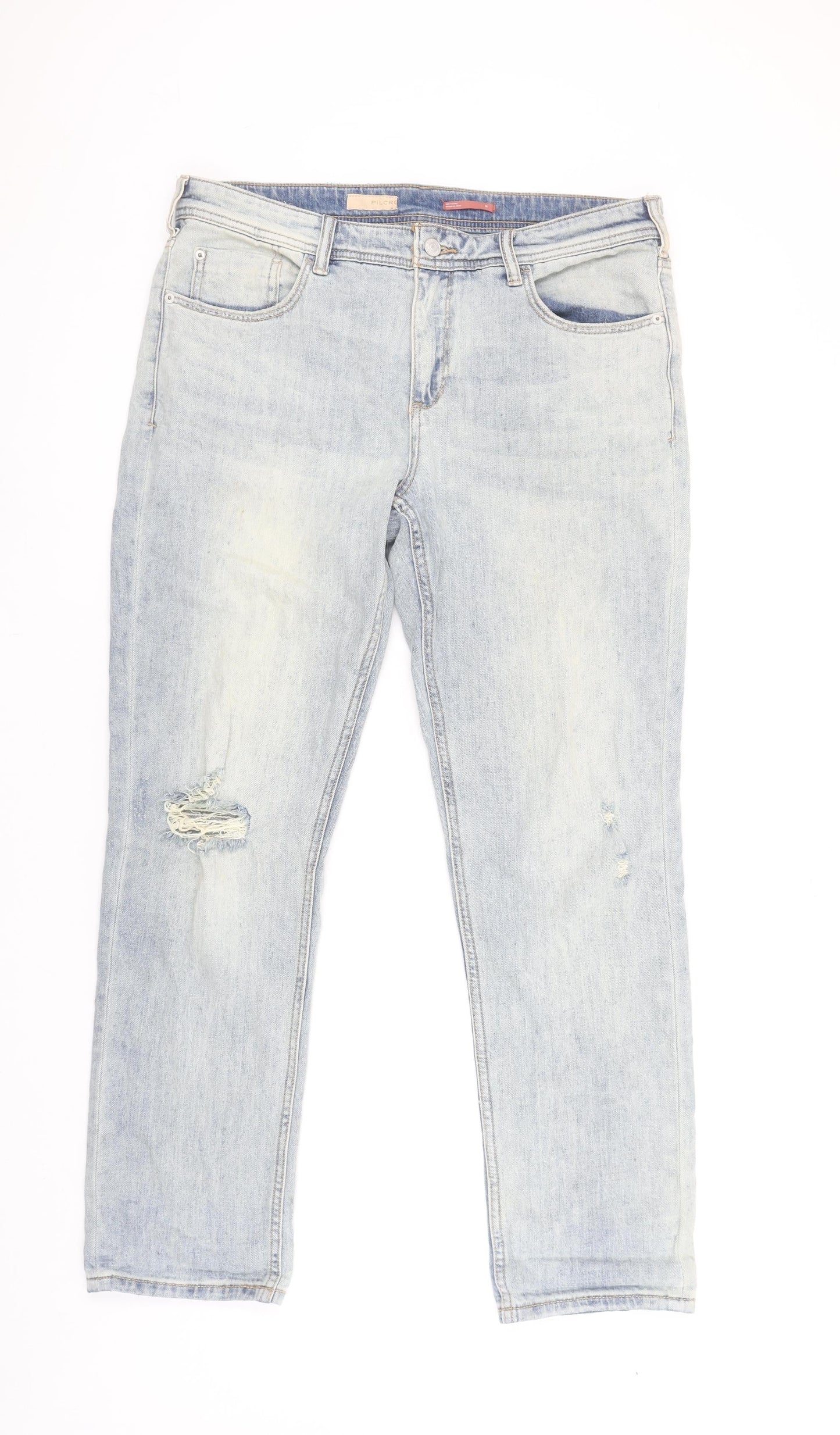 Pilcro Women's Light Blue Slim Boyfriend Distressed Jeans Size 30