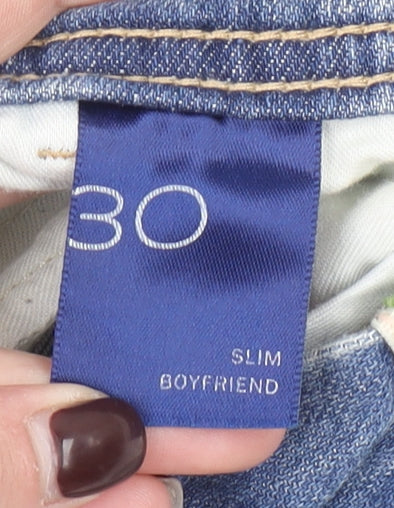 Pilcro Women's Light Blue Slim Boyfriend Distressed Jeans Size 30