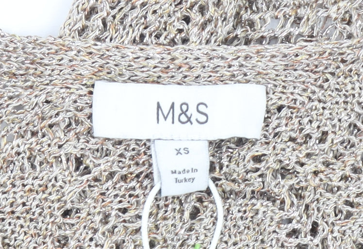 Marks and Spencer Women’s Beige Metallic Knit Midi Slip Dress XS