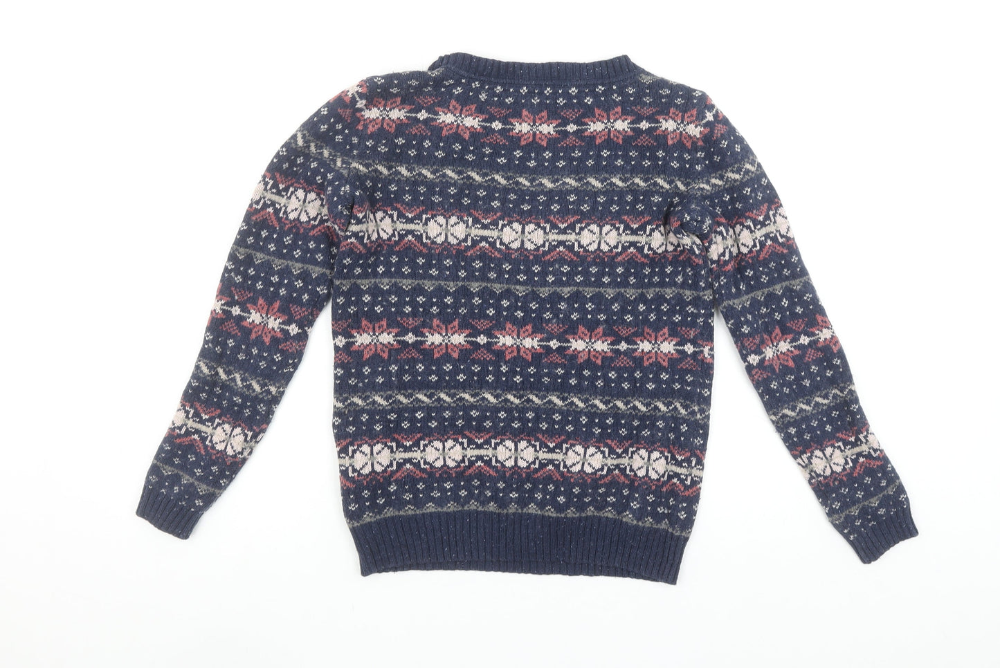 FatFace Women's Blue Fair Isle Wool Cotton Jumper Size 6