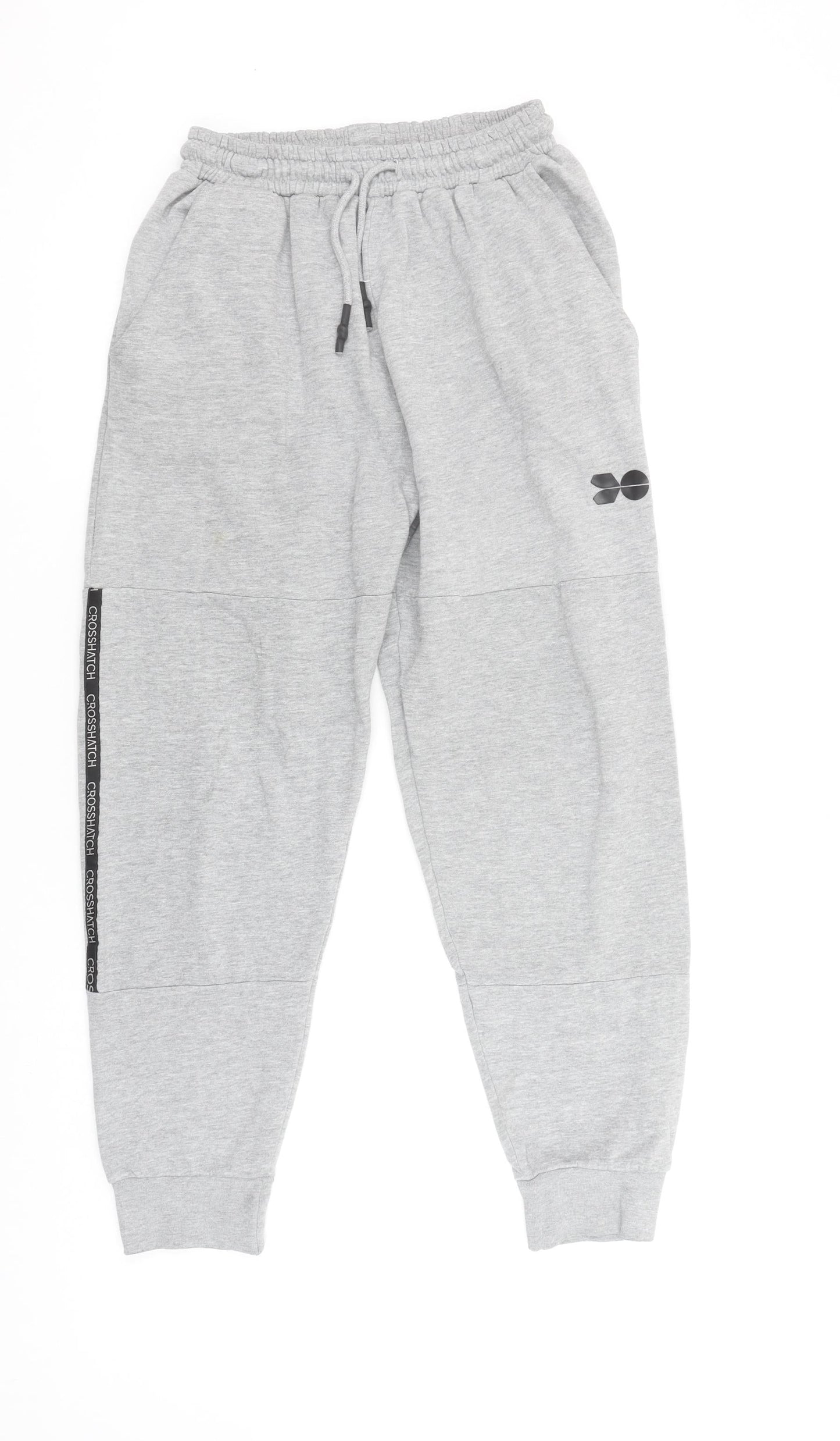 Crosshatch Boys Grey Jogger Trousers L Elastic Waist Fleece Casual Comfort