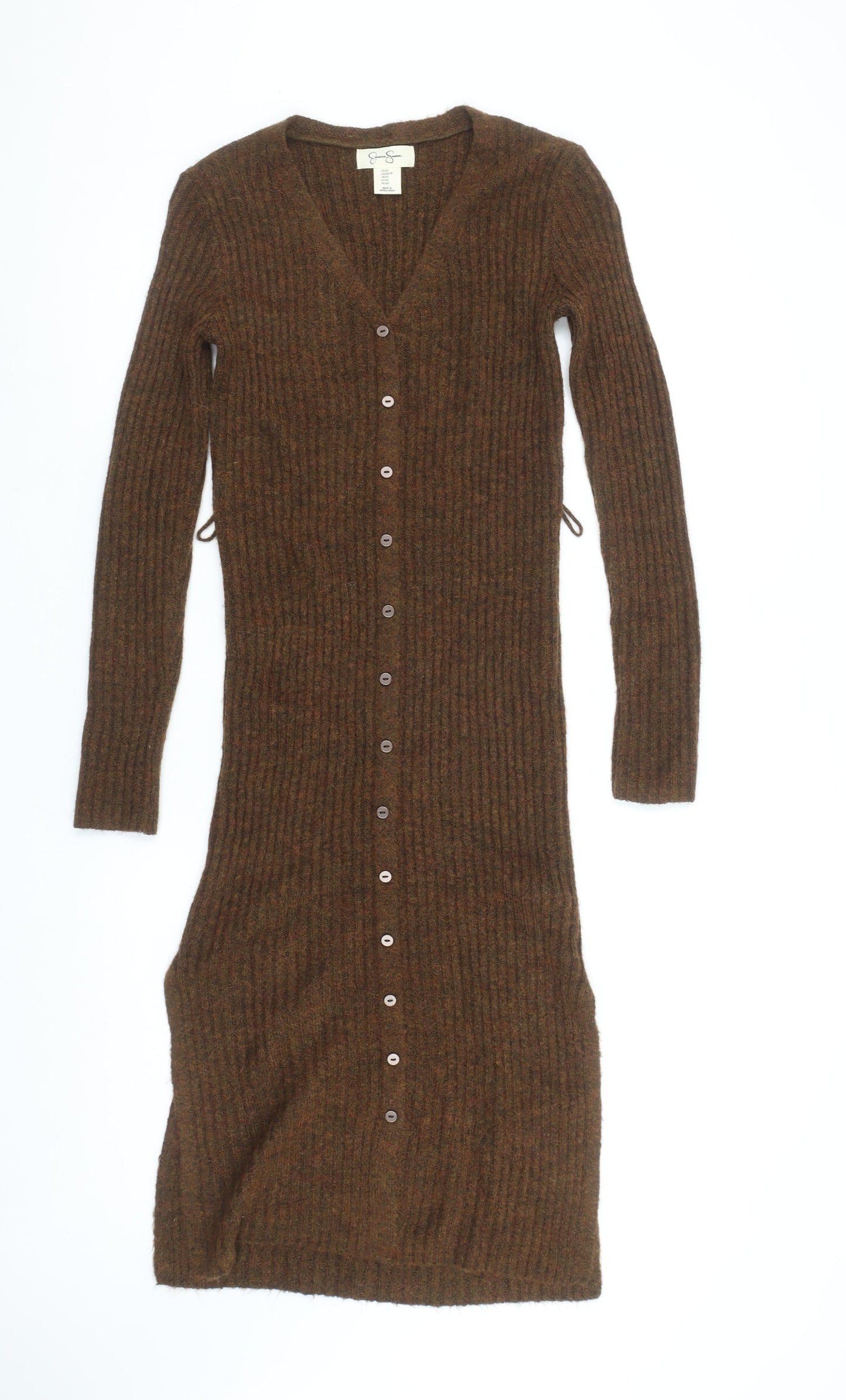 Jessica Simpson Women's Brown Knit Button Midi Dress XS