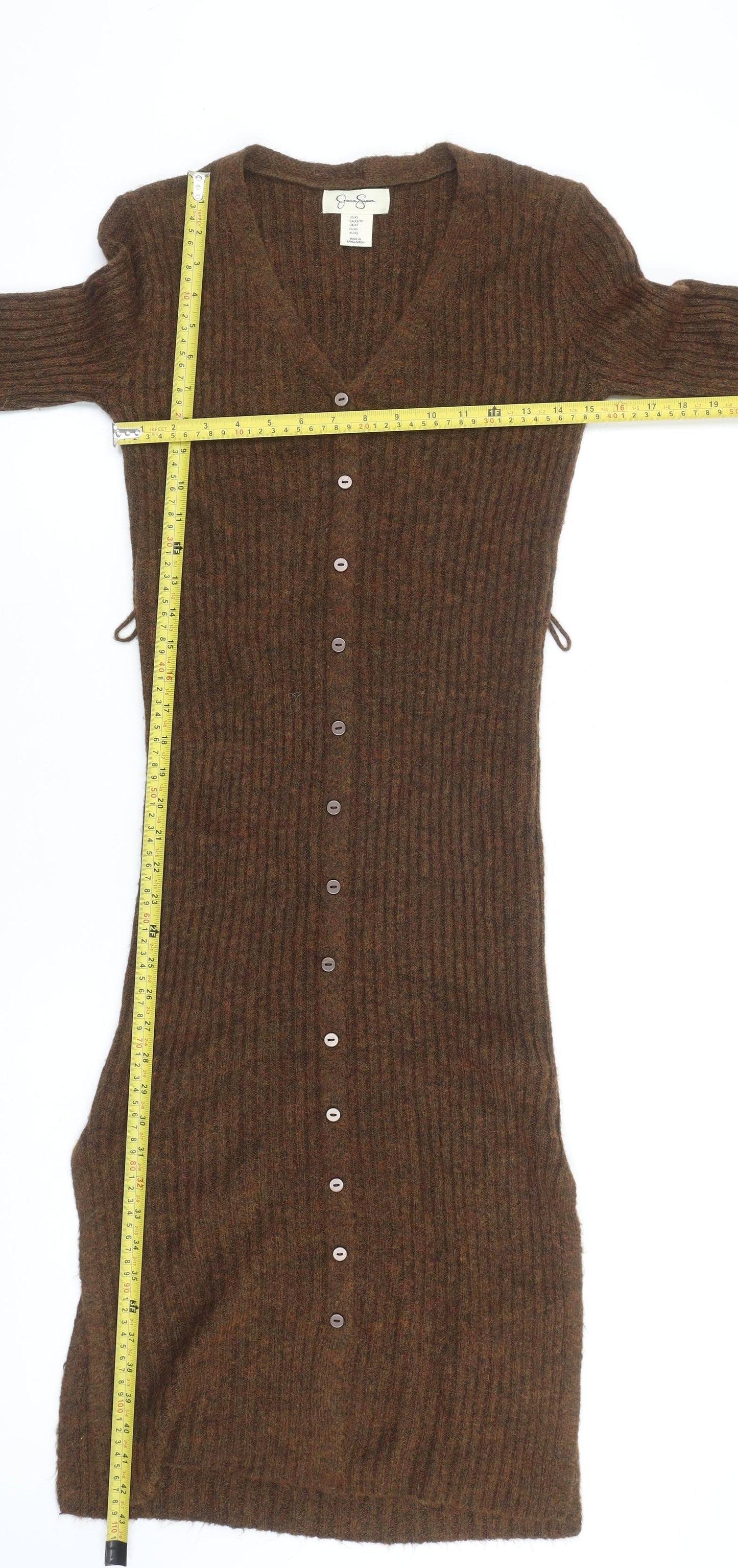 Jessica Simpson Women's Brown Knit Button Midi Dress XS