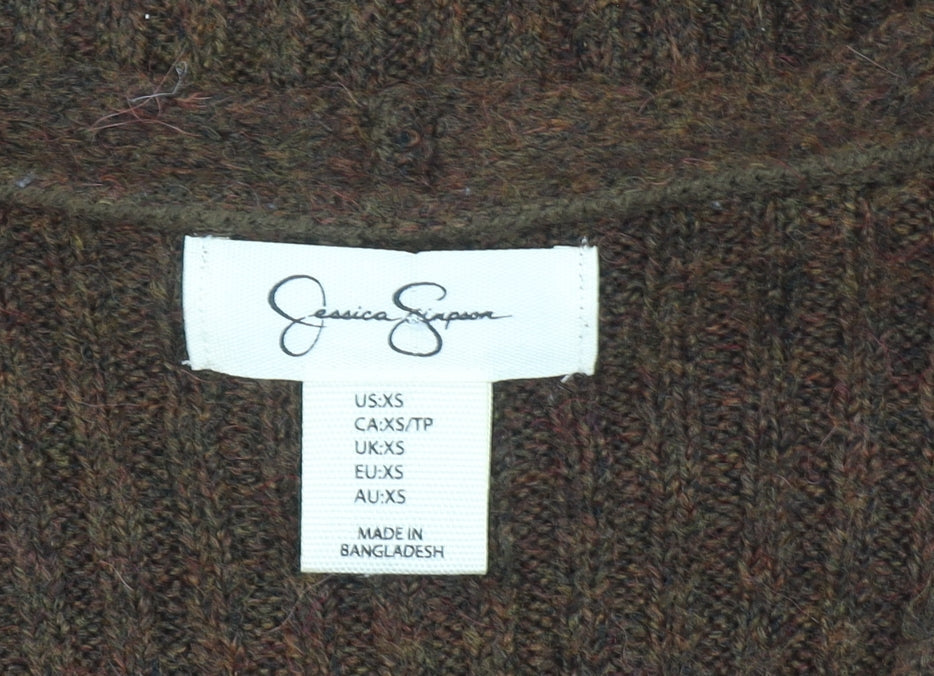 Jessica Simpson Women's Brown Knit Button Midi Dress XS