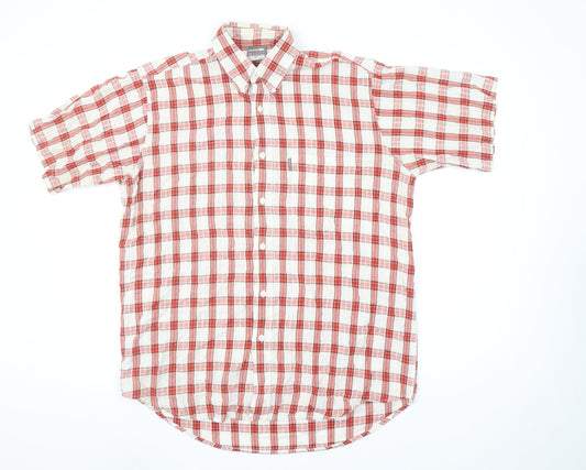 Trespass Mens Red Check Short Sleeve Cotton Button-Up Shirt M