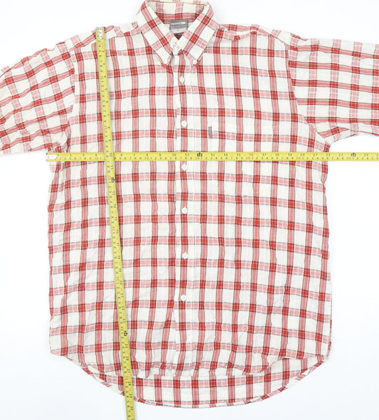 Trespass Mens Red Check Short Sleeve Cotton Button-Up Shirt M