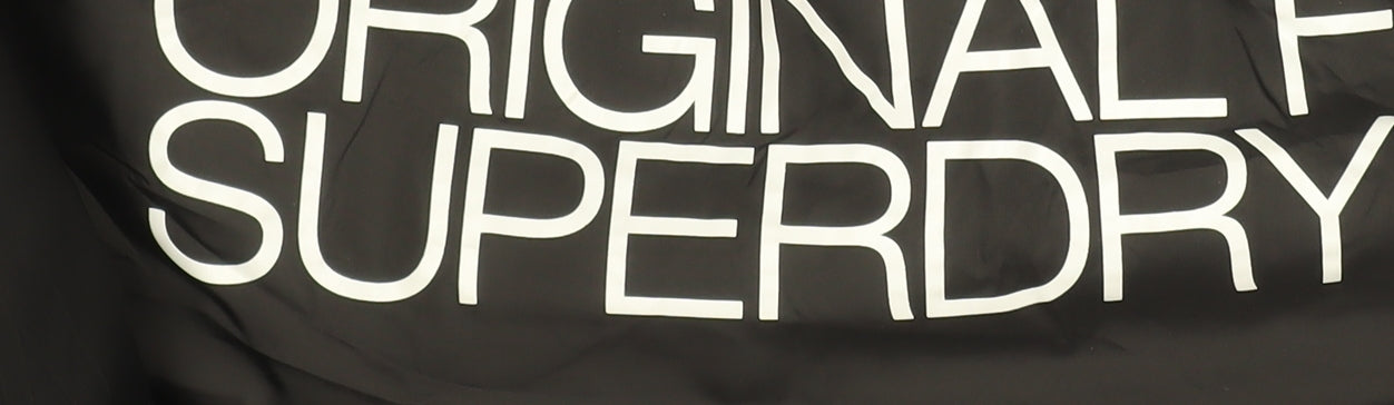 Superdry Womens Blue Long Puffer Coat Size 10 Hooded Fur Trim Winter Jacket