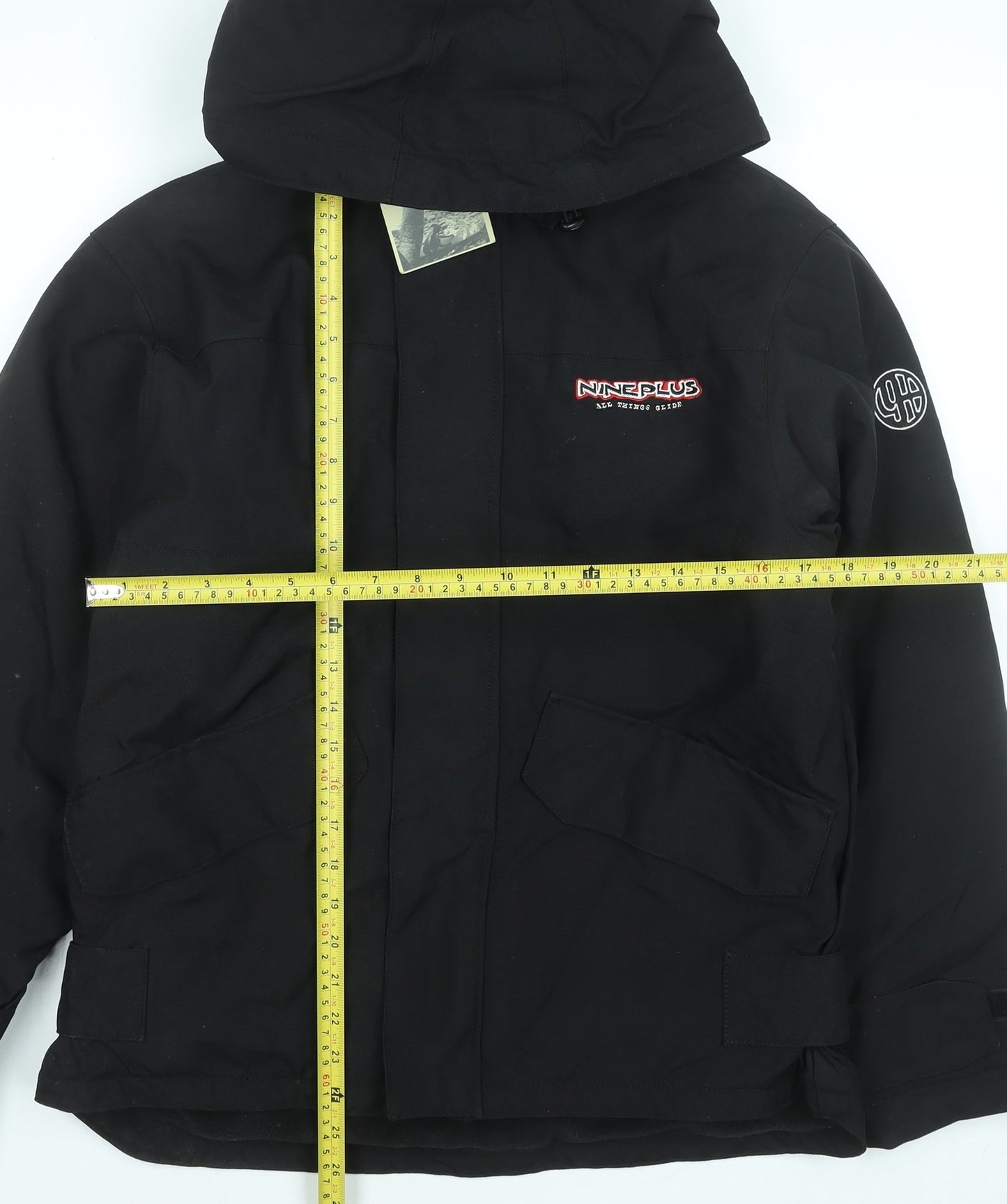 Nineplus Men's Black Hooded Parka Jacket Size S Water Resistant