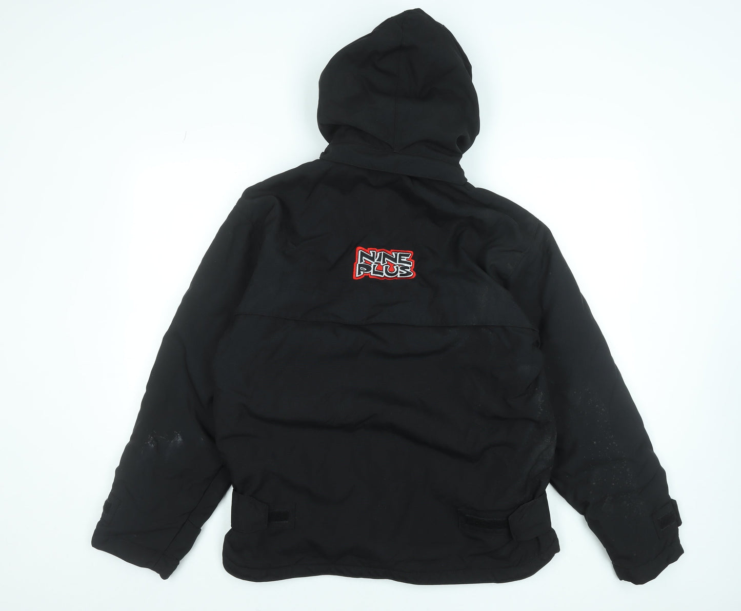 Nineplus Men's Black Hooded Parka Jacket Size S Water Resistant