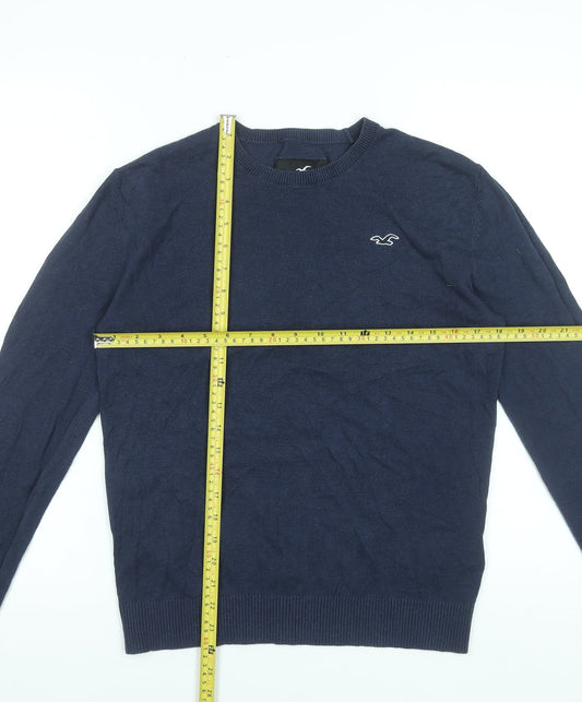 Hollister Men's Blue Crew Neck Pullover Jumper Size S