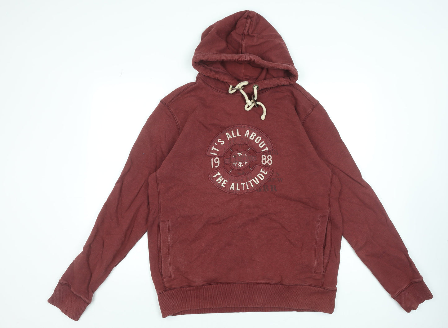 Fat Face Men's Claret Red Hoodie Size L Cotton Pullover