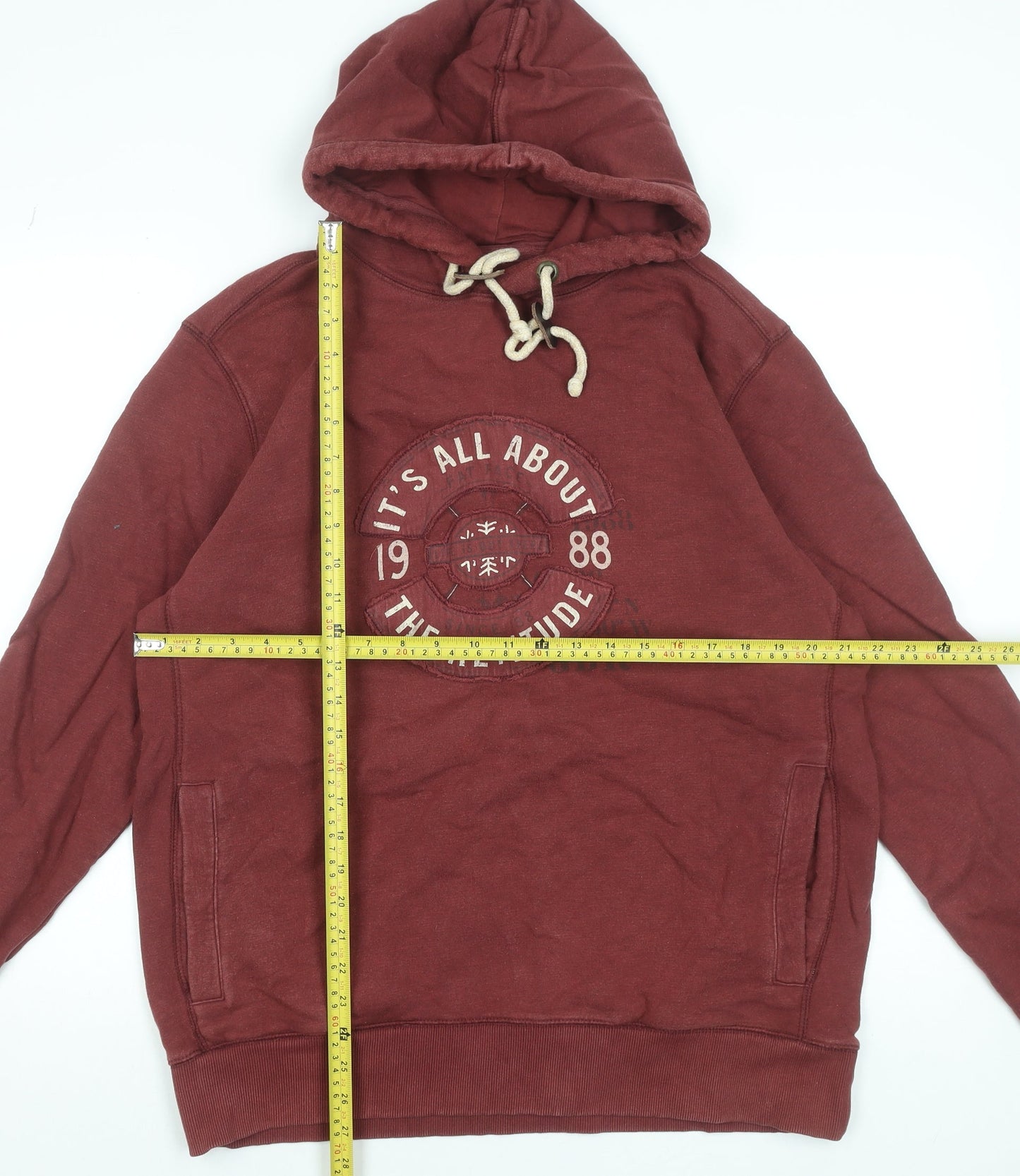 Fat Face Men's Claret Red Hoodie Size L Cotton Pullover