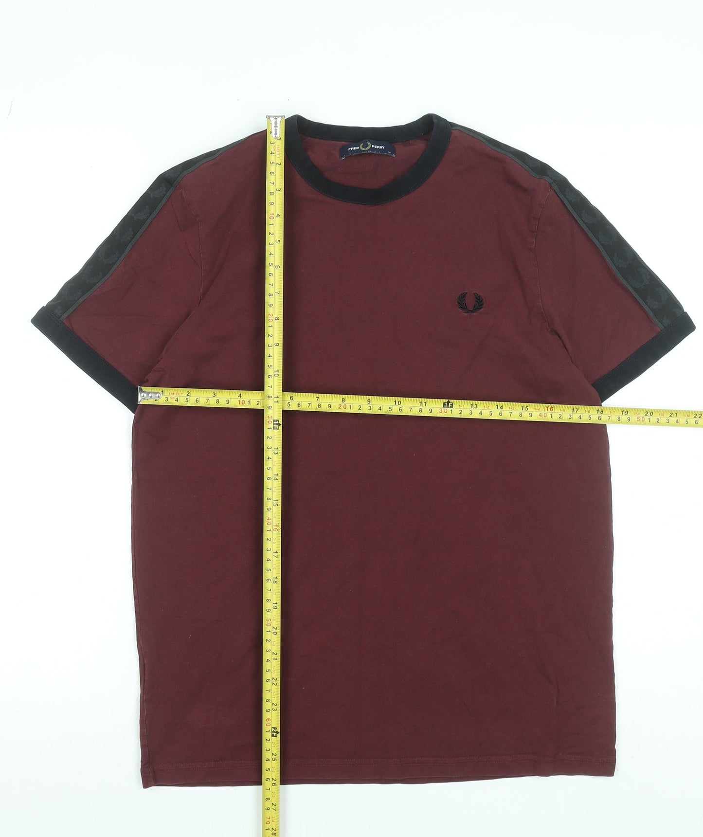 Fred Perry Men's Red Crew Neck Cotton Short Sleeve T-Shirt M