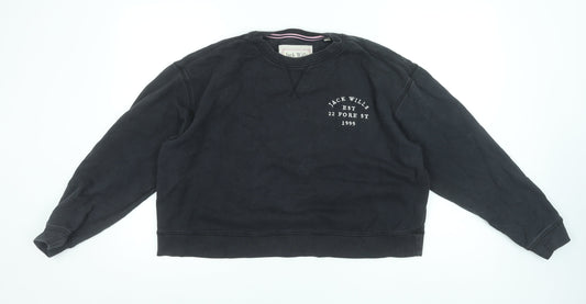 Jack Wills Womens Black UK 12 Cotton Crew Neck Pullover Sweatshirt