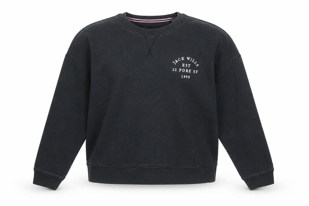 Womens UK 12 Regular Jack Wills Black Pullover Sweatshirt