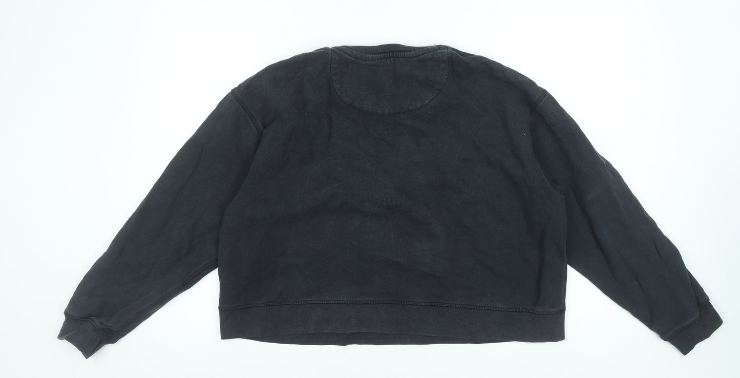 Jack Wills Womens Black UK 12 Cotton Crew Neck Pullover Sweatshirt