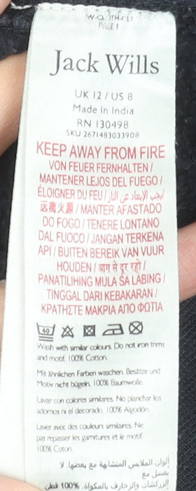 Jack Wills Womens Black UK 12 Cotton Crew Neck Pullover Sweatshirt