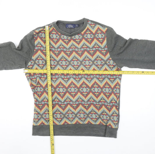 Topman Men’s Grey Aztec Pattern Crew Neck Sweatshirt Size S