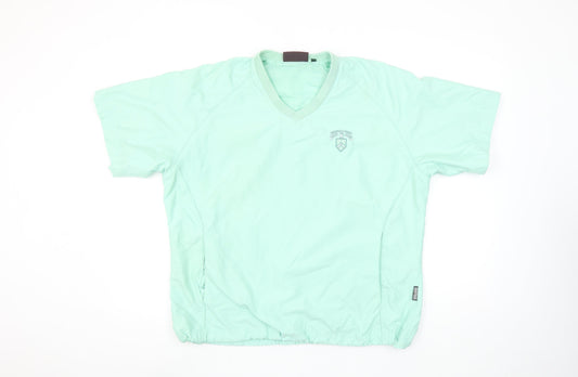 Glenmuir Mens Green Golf V-Neck Short Sleeve Pullover Top Size M