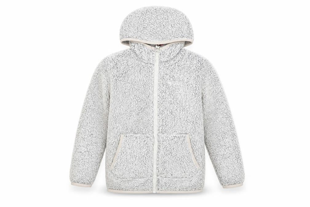 Front view of Craghoppers girls’ grey fleece hooded full zip jacket age 5-6 years